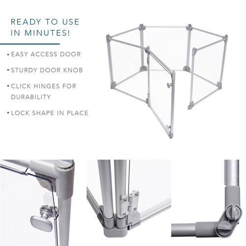 Front Row Clear Dog Pen, Transparent Pet Pen, Adjustable 6Panel